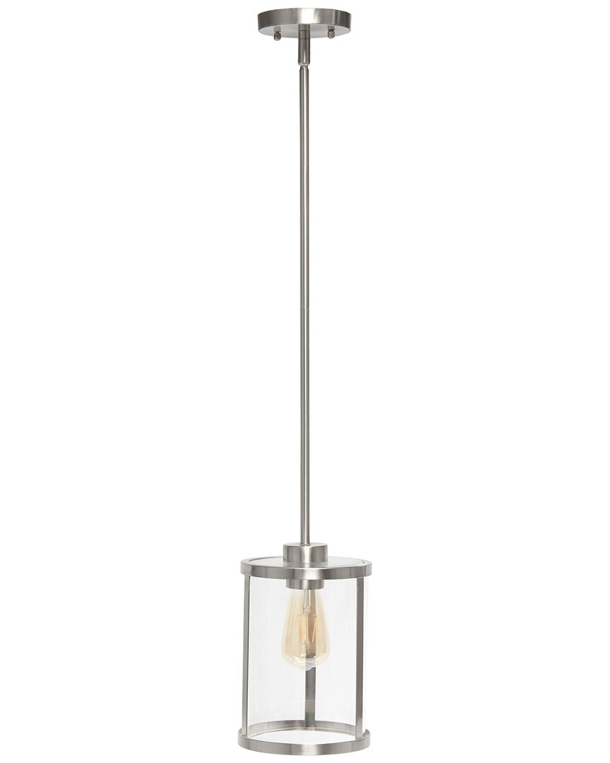 Lalia Home 1-light 9.25in Modern Farmhouse Adjustable Hanging Cylindrical  Clear Glass Pendant Fixture In Silver