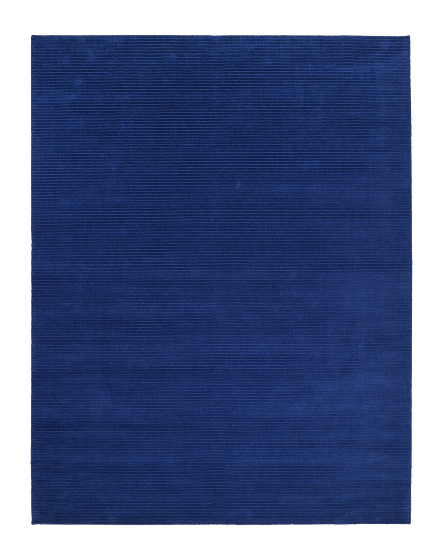 Solo Rugs Cairo Contemporary Solid Hand-loomed Jute-blend Area Rug In Blue