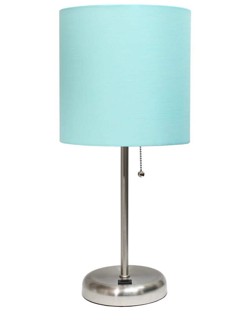 Lalia Home Laila Home White Stick Lamp With Usb Charging Port And Fabric Shade In Brown