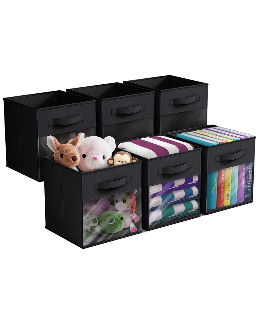 Sorbus 11in 6 Pack Collapsible Fabric Storage Bins In Black