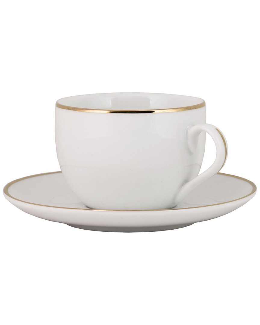 10 Strawberry Street Set Of 6 Royal Coupe Gold Line Cup & Saucer In Gold