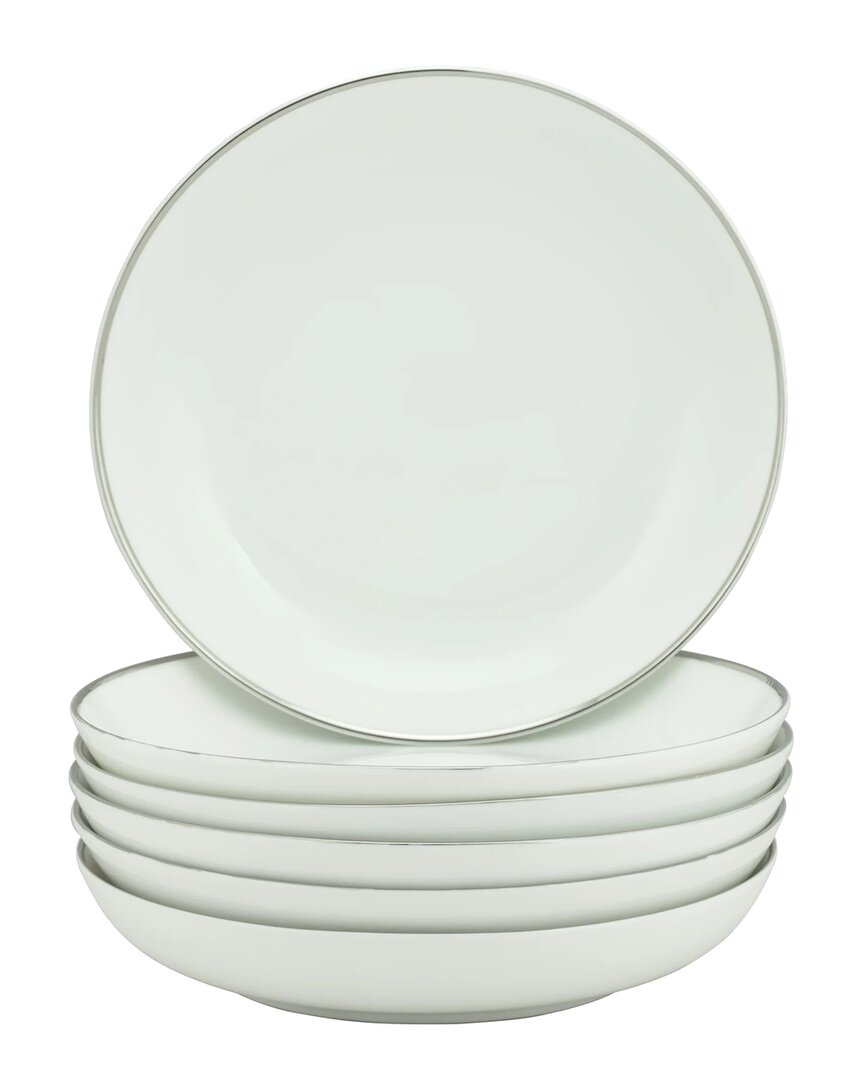 10 Strawberry Street Set Of 6 Royal Coupe Silver Line Soup Bowl In White