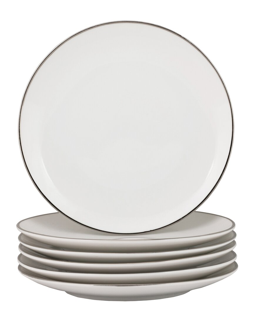 10 Strawberry Street Set Of 6 Royal Coupe Silver Line Soup Bowl In White