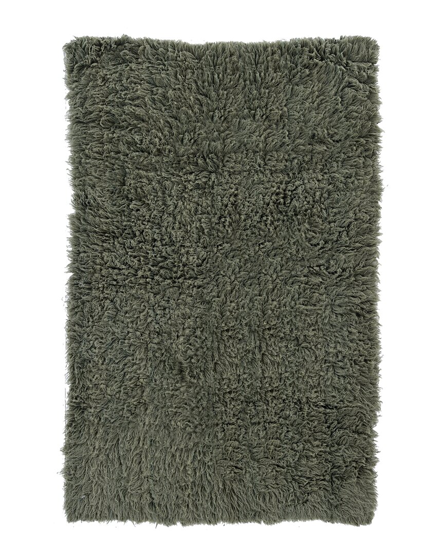Linon New Flokati 1400gr Wool Area Rug In Green