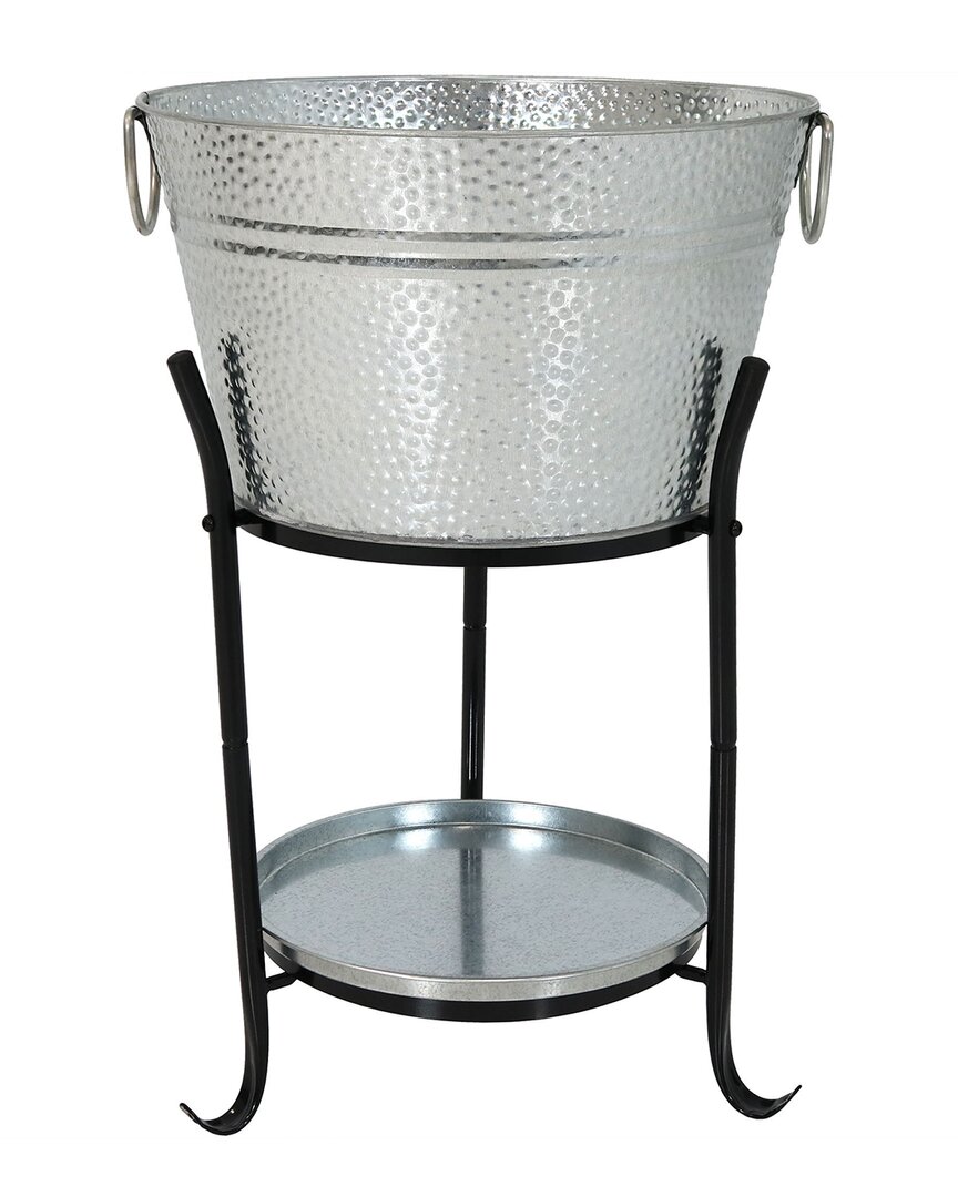 Sunnydaze Ice Bucket Drink Cooler With Stand And Tray In Silver