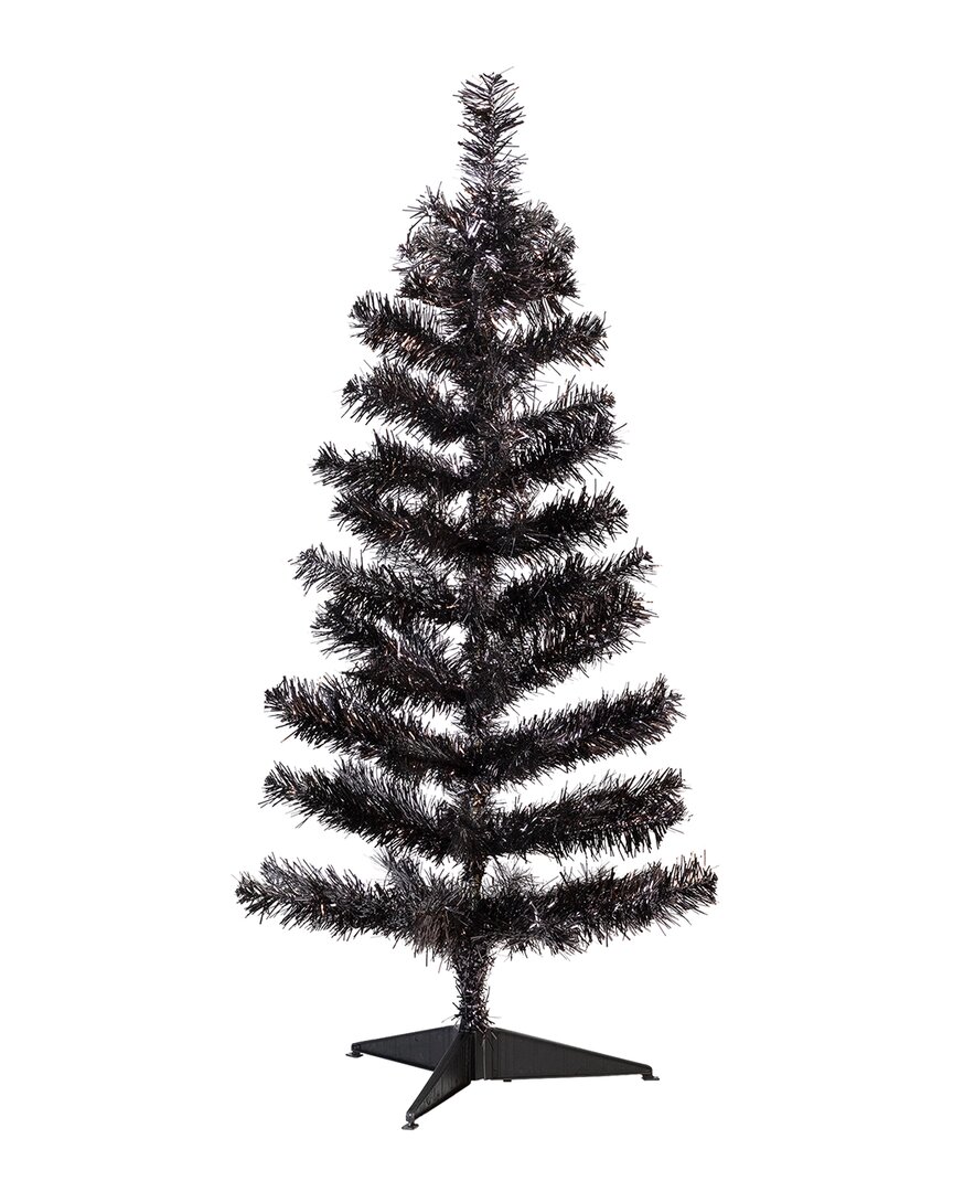 Northlight 3ft Artificial Tinsel Halloween Tree In Black