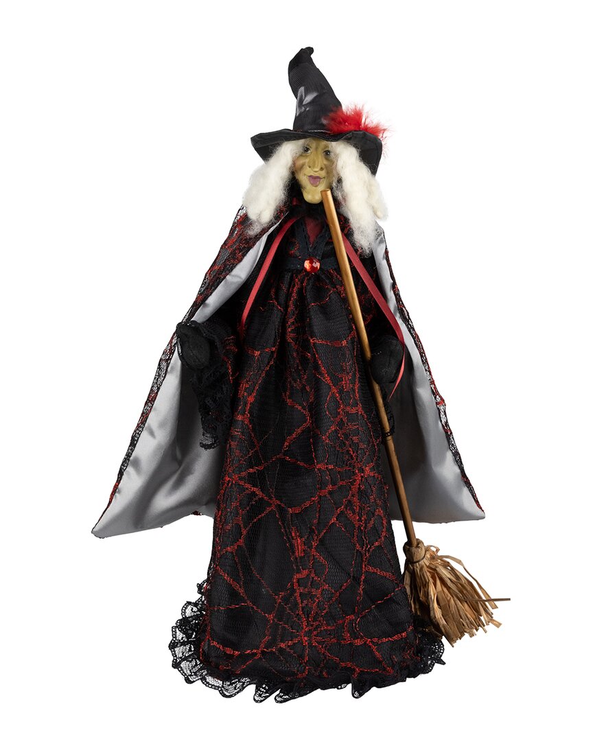 Northlight Victorian Style Witch With Broom Halloween Figure In Black