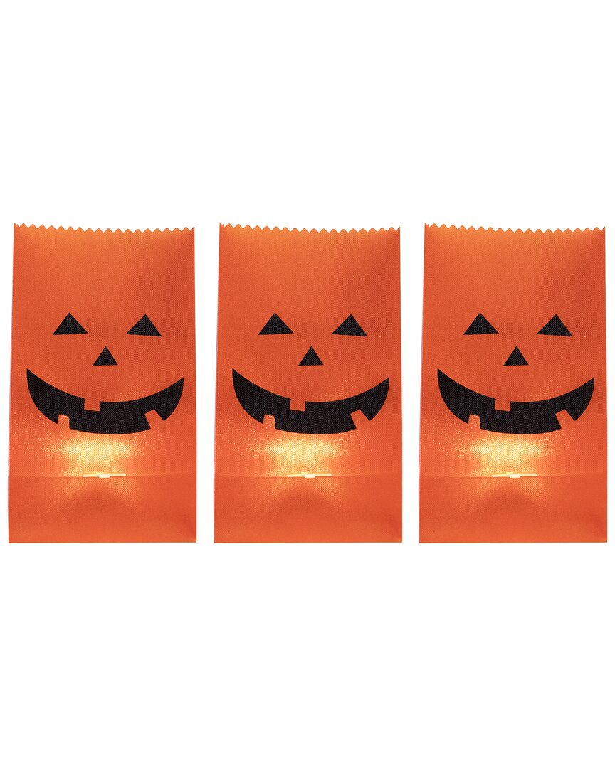 Northlight Set Of 3 Jack-o-lantern Halloween Luminary Pathway Markers In Orange