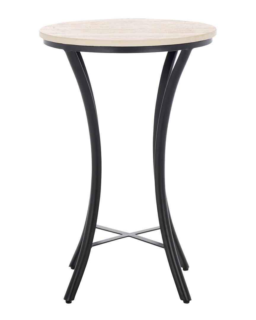 Safavieh Saxony Travertine Side Table In Black