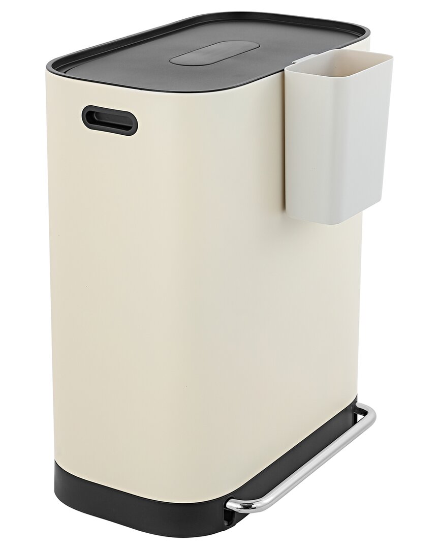 Jonathan Y Beni Almond 16 Gallon Double Bucket Step Open Trash Can In Almond