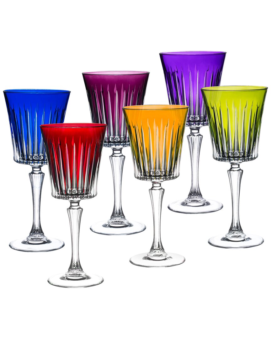 Barski Set Of 6 Wine Goblets In Multicolor