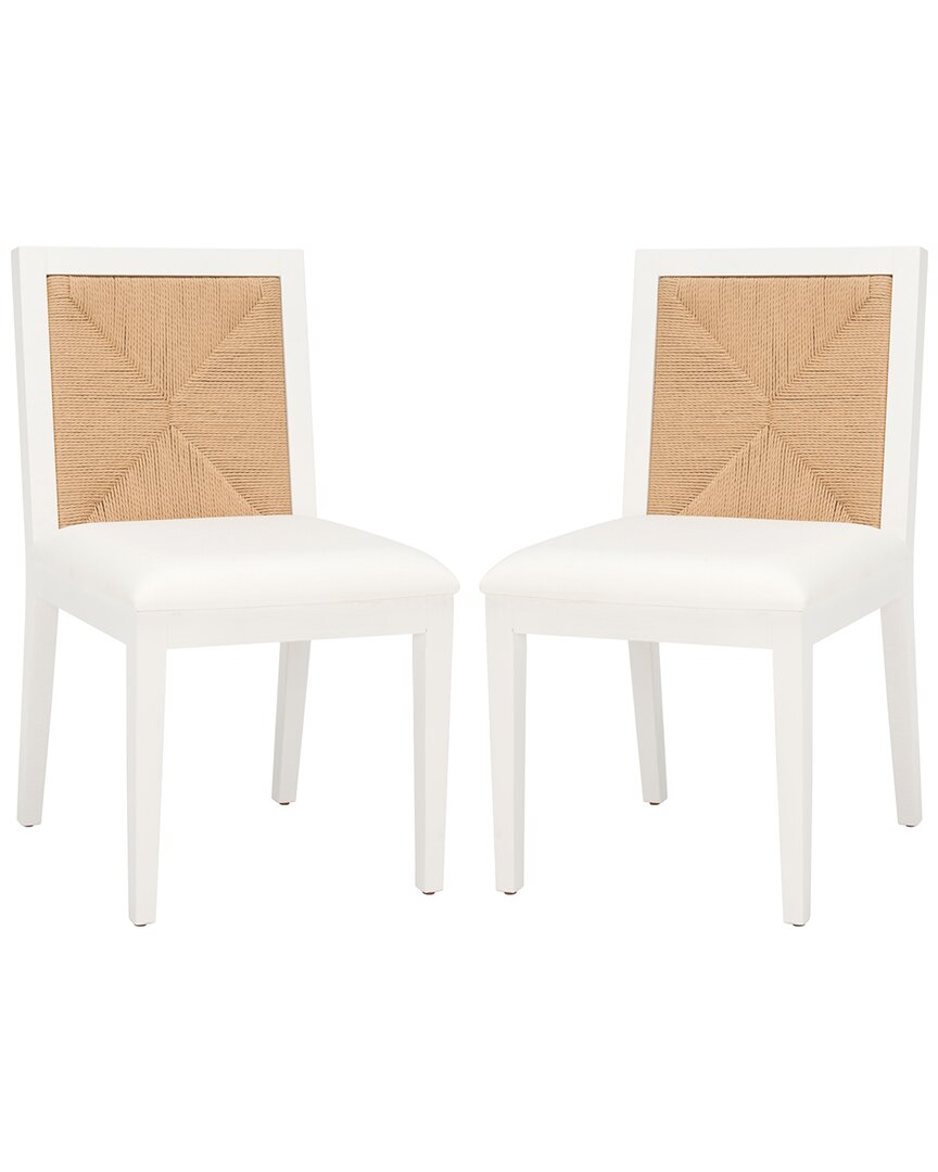 Safavieh Couture Emilio Set Of 2 Woven Dining Chairs In White