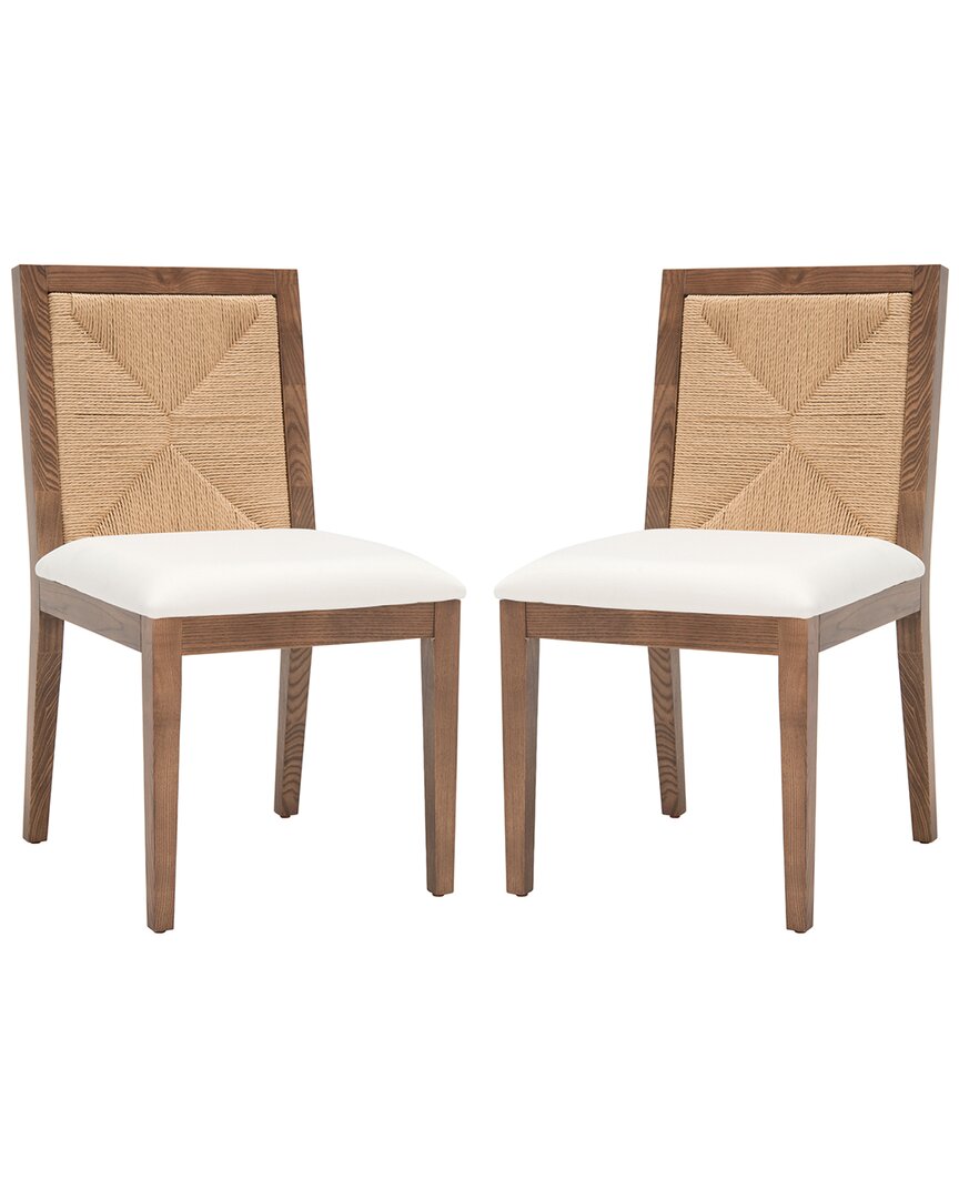Safavieh Couture Emilio Set Of 2 Woven Dining Chairs In Brown