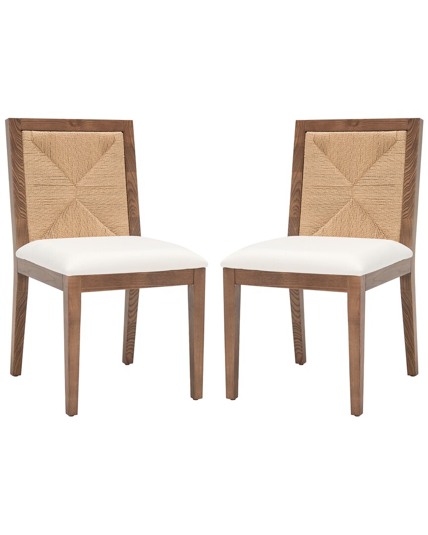Safavieh Couture Emilio Set Of 2 Woven Dining Chairs In Brown
