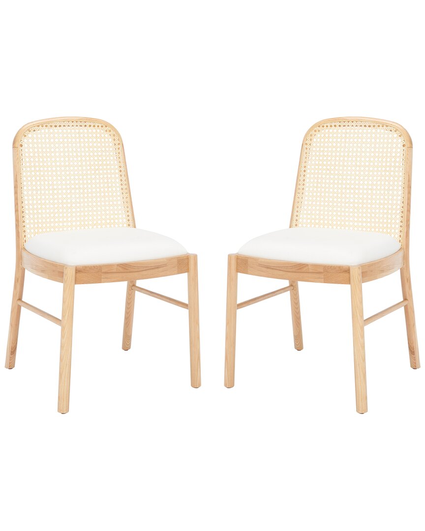 Safavieh Couture Annmarie Set Of 2 Rattan Back Dining Chairs In Natural