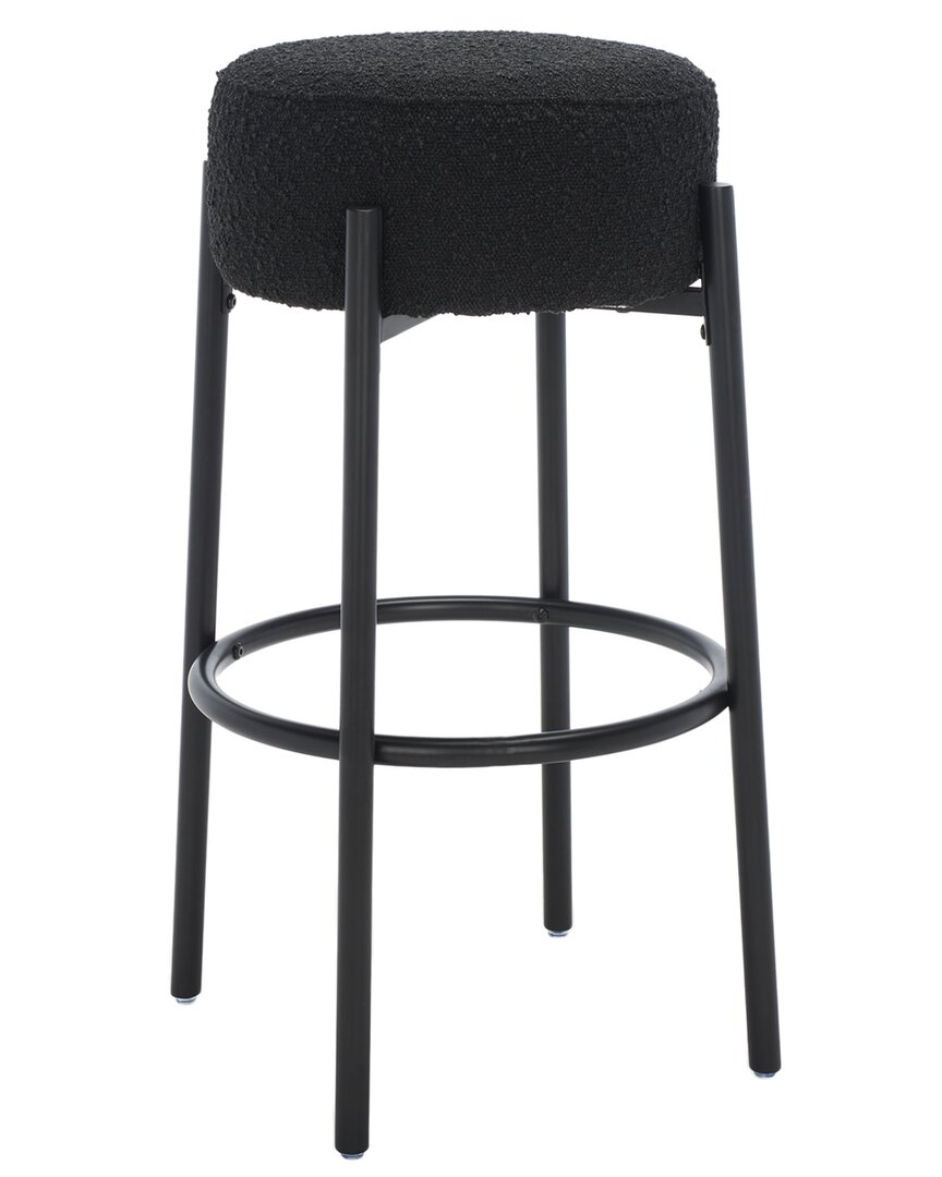 Safavieh Couture Paisleigh Boucle And Metal Leg Barstool In Black