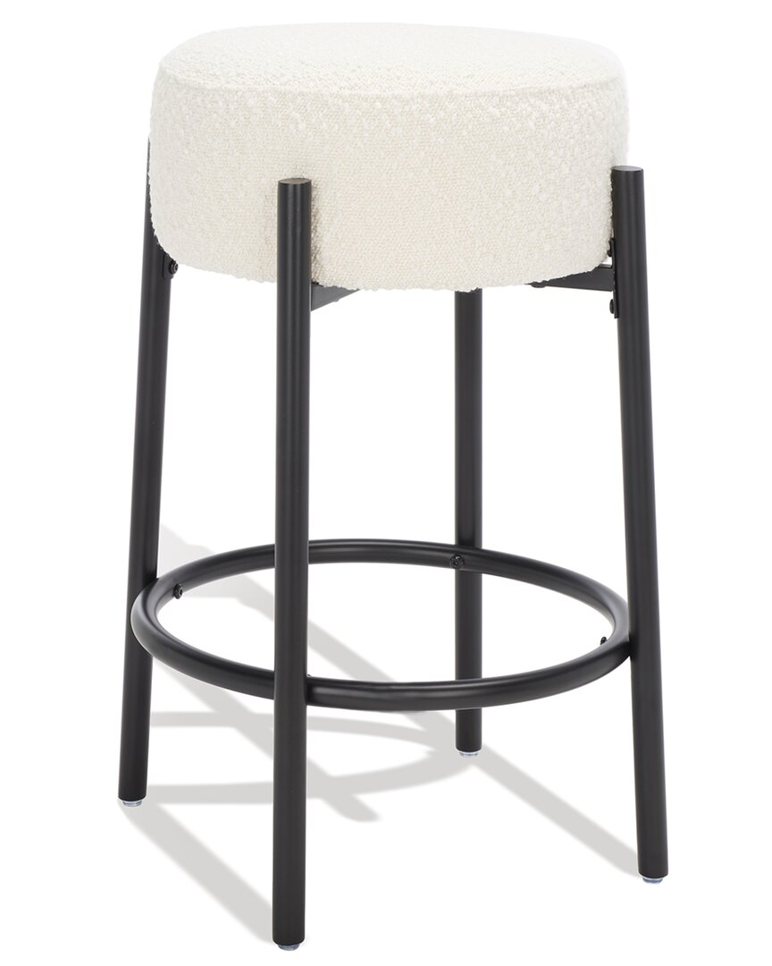 Safavieh Couture Paisleigh Boucle Metal Leg Counter Stool In Ivory