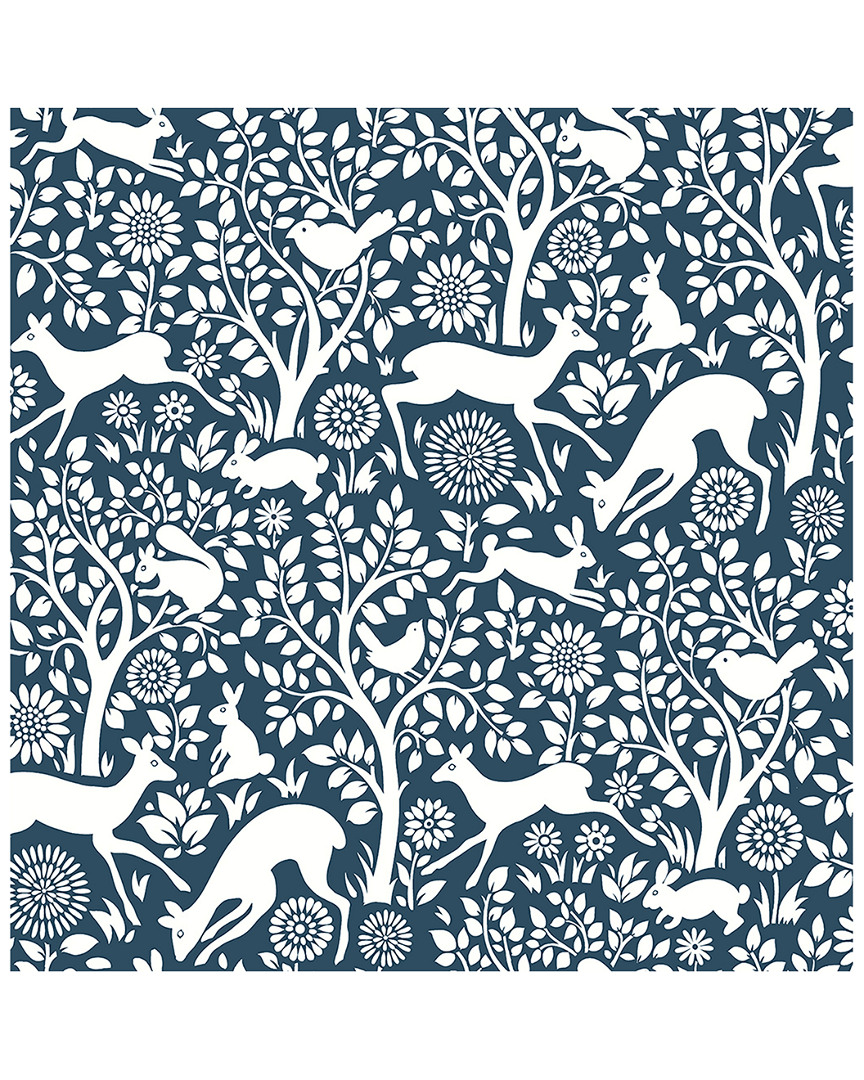 A-street Prints Meadow Navy Animals Wallpaper
