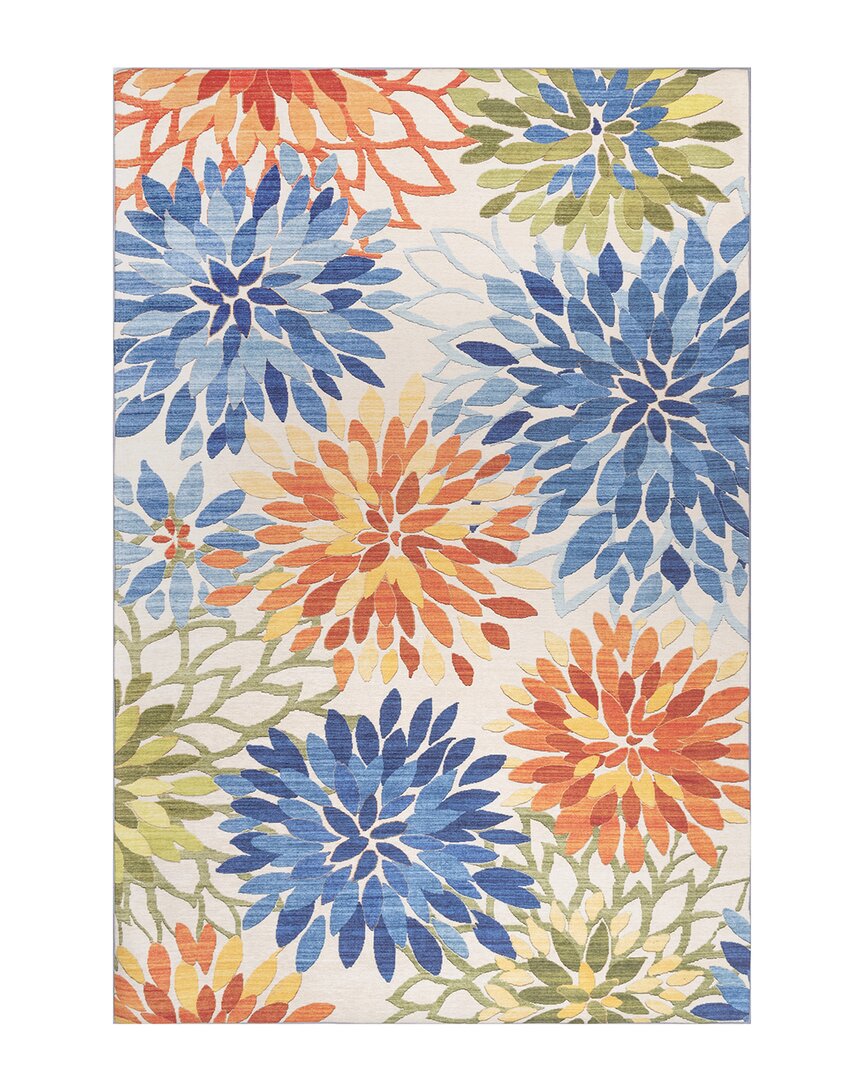 Nuloom Rosana Floral Machine Washable Indoor/outdoor Polyester Rug