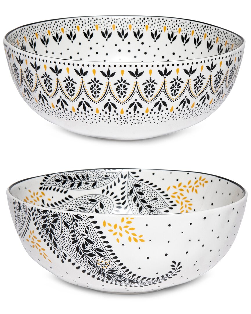 Portmeirion Set Of 2 Artisanne Noir Noodle Bowls