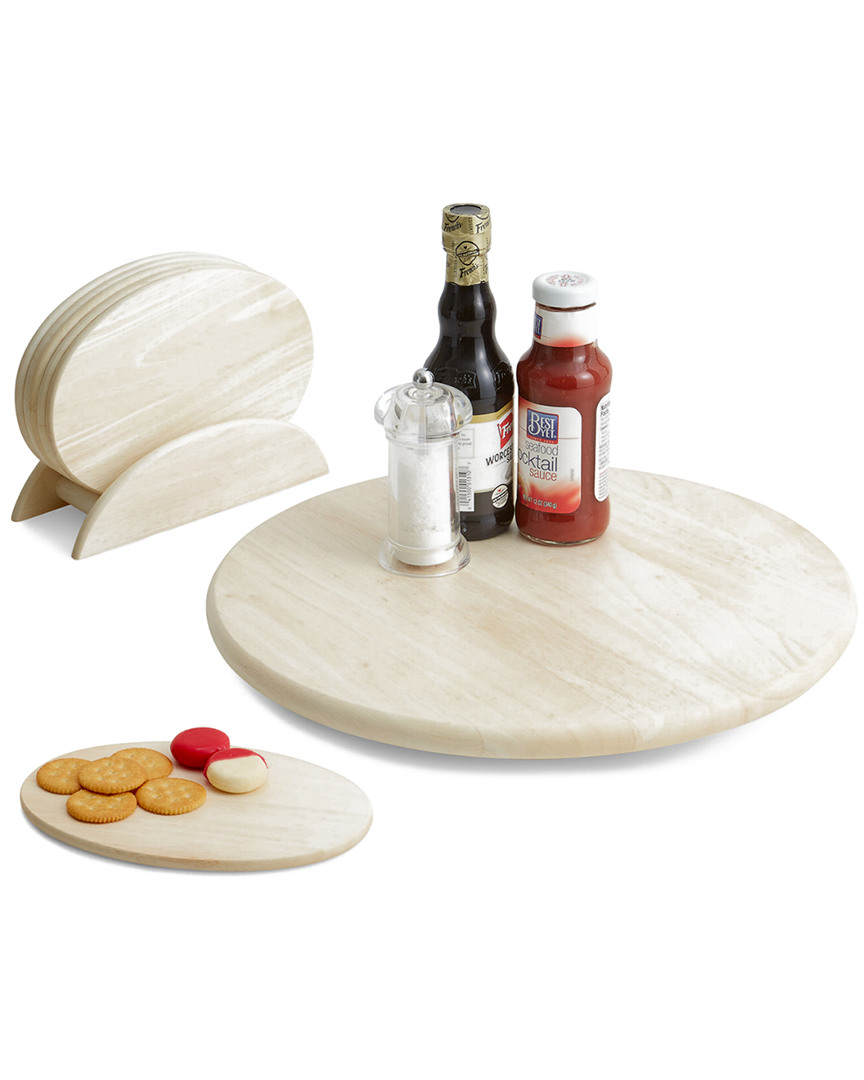 Woodard & Charles Lazy Susan With 7pc Oval Board Serving Tray Set
