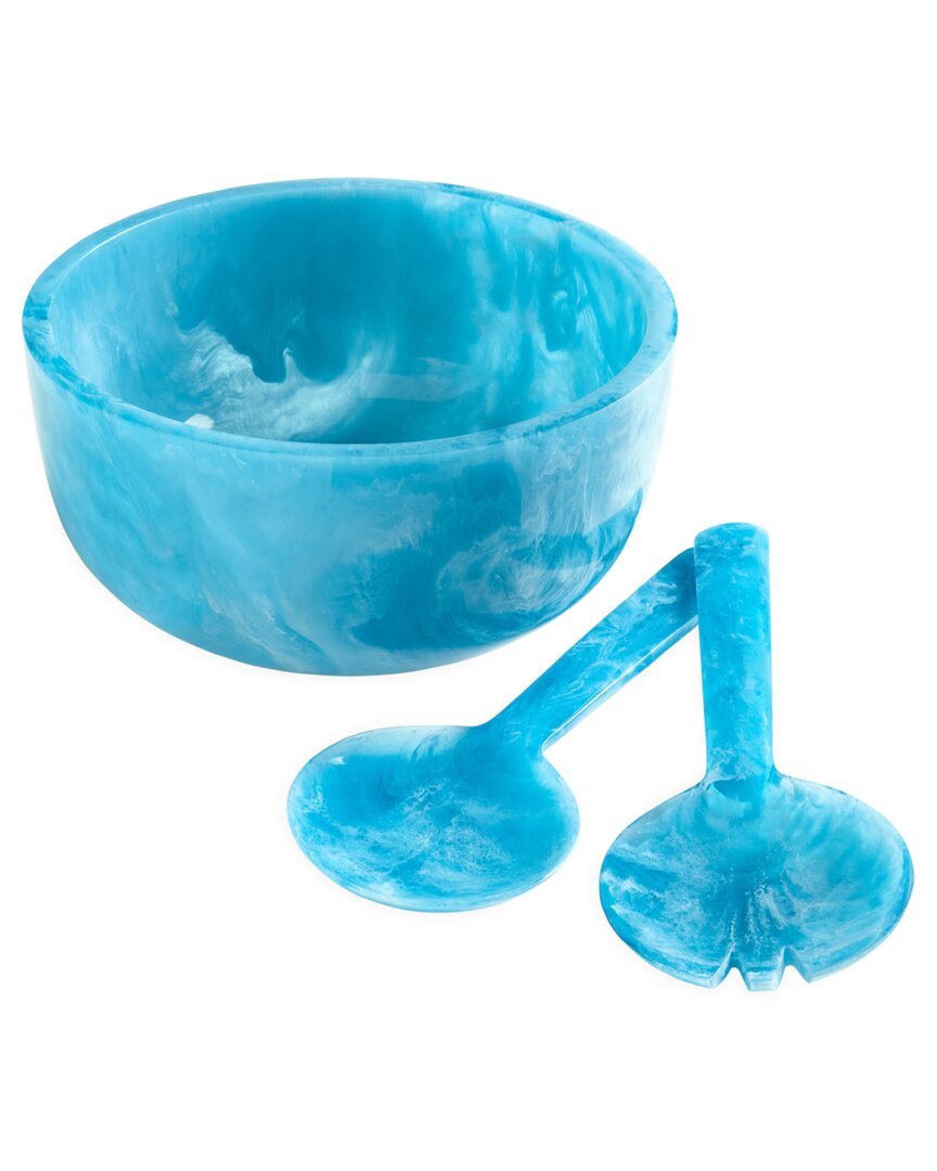 Jonathan Adler Como Salad Serving Set In Blue