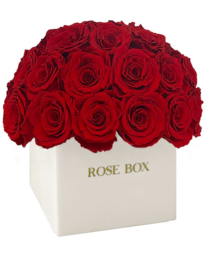 Rose Box Nyc Custom Ceramic Square Classic Half Ball With Red Flame Roses