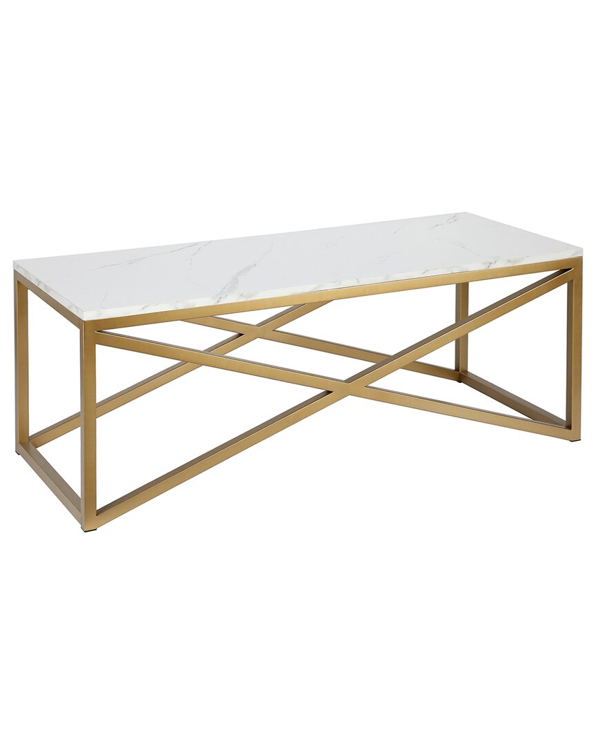 Abraham + Ivy Calix 46in Rectangular Coffee Table With Faux Marble Top In Gold