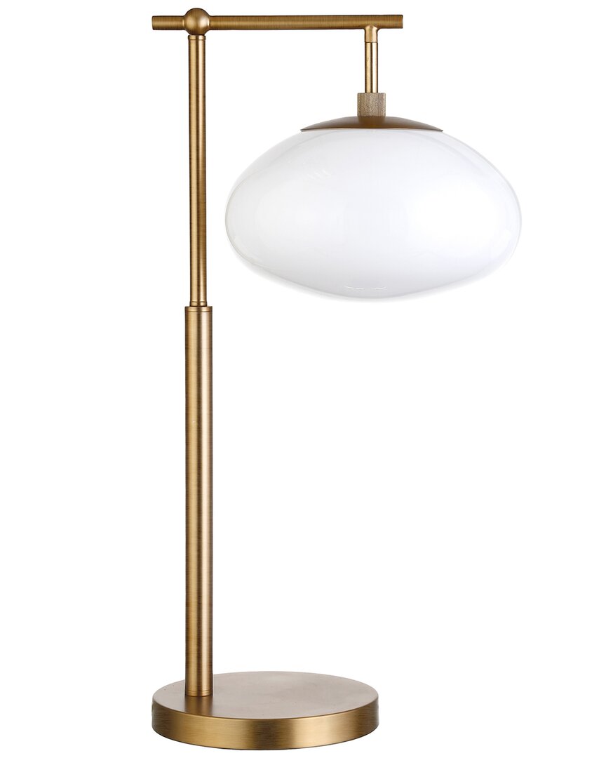 Abraham + Ivy Blume 25in Tall Arc Table Lamp With Glass Shade In Gold