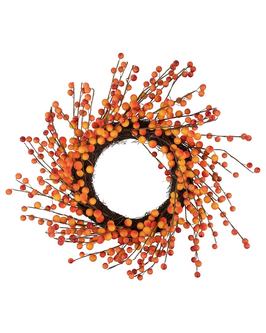 Northlight 14" Orange And Red Berry Artificial Fall Harvest Twig Wreath 14" Unlit In Red