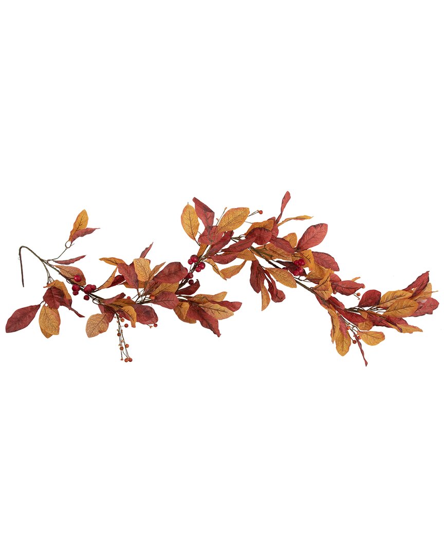 NORTHLIGHT NORTHLIGHT 5FT X 8IN BERRIES WITH ORANGE AND RED LEAVES ARTIFICIAL FALL HARVEST GARLAND UNLIT