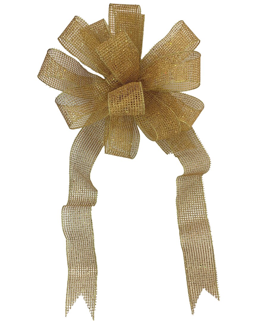 Creative Displays 15in Gold Bow With 24-26in Long Tails & Wired Edges