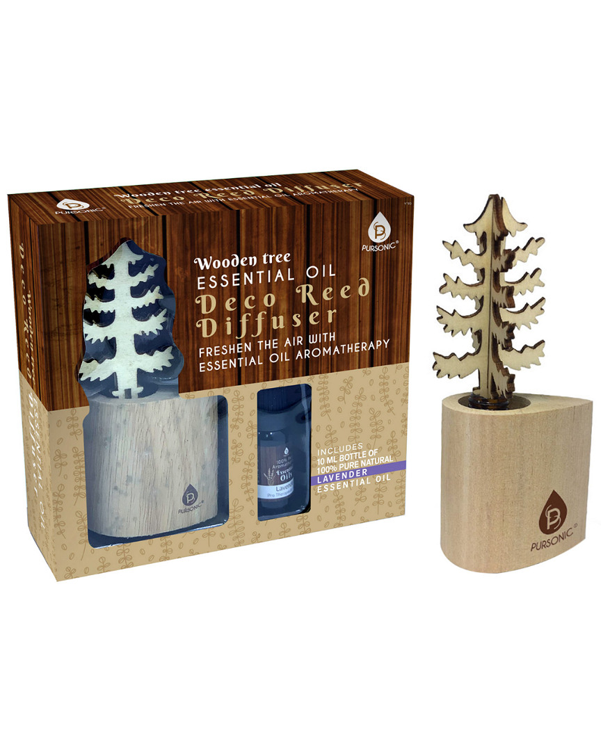 Pursonic 3d Wooden Tree Reed Diffuser With Peppermint Essential Oil