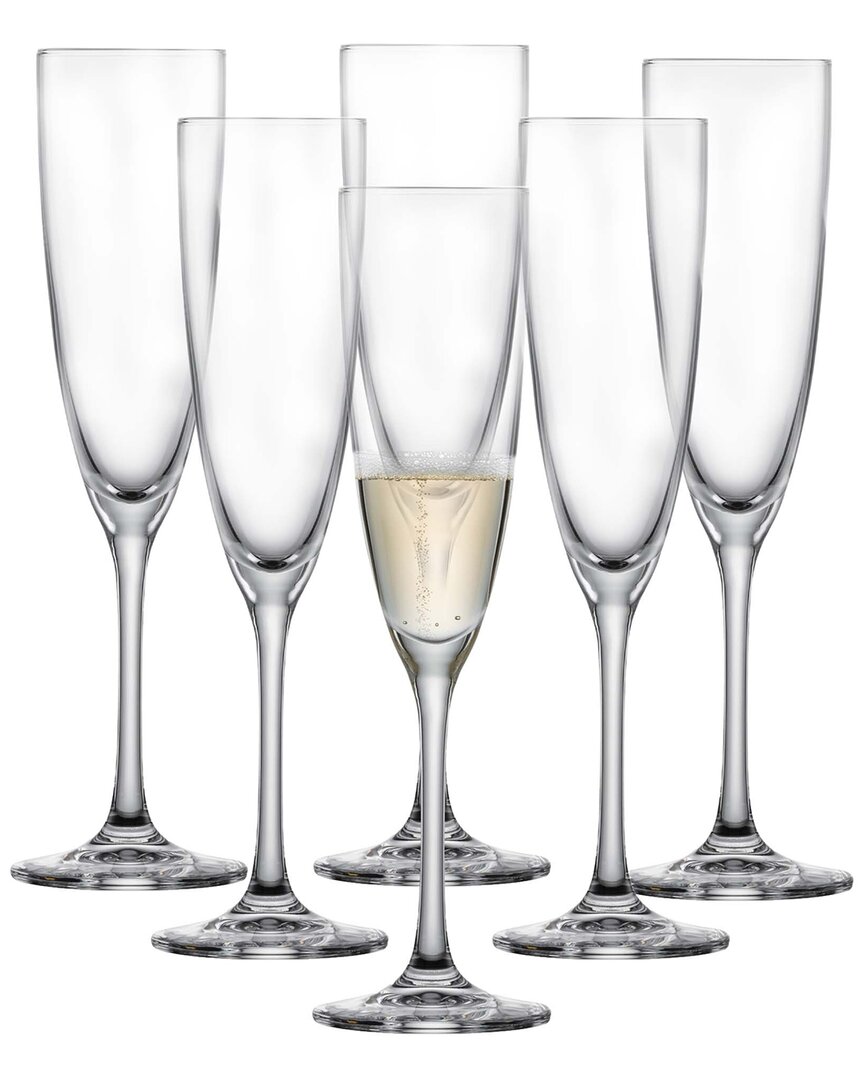 Zwiesel Glas Set Of 6 Classico 7.1oz Champagne Flutes In Transparent