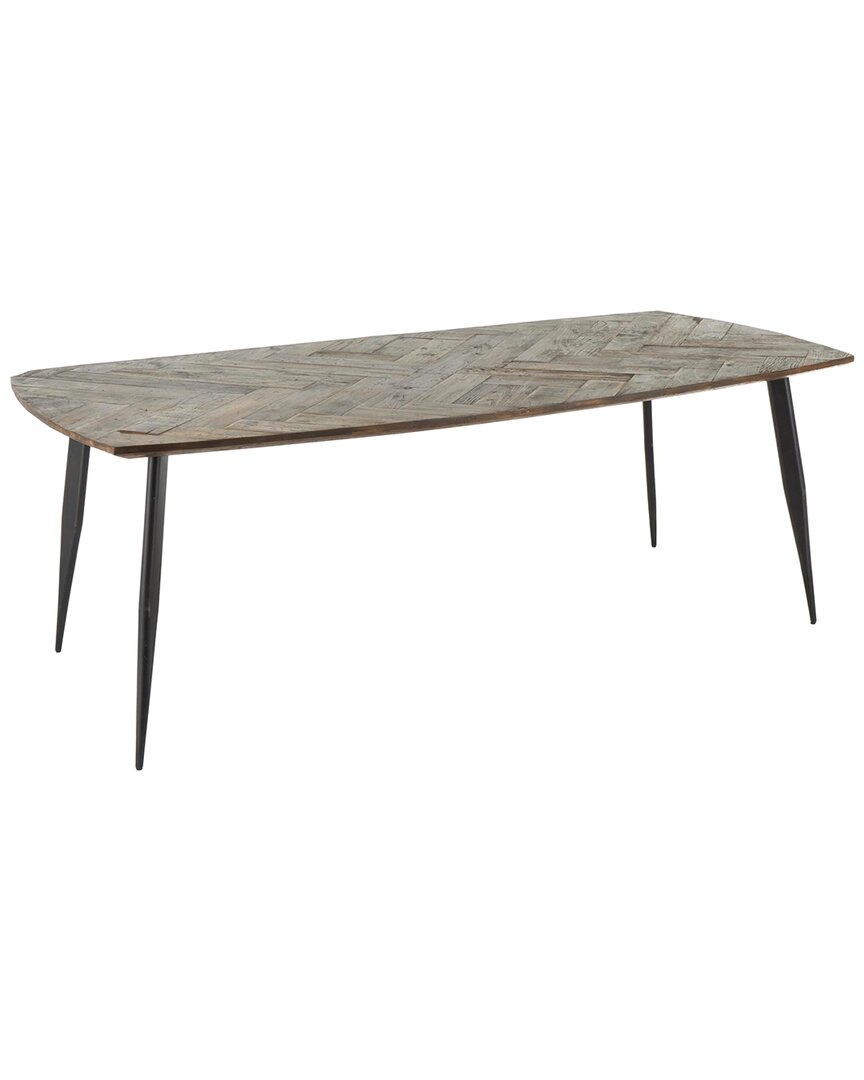 Peyton Lane Teak Modern Live Edge Dining Table With Metal Legs