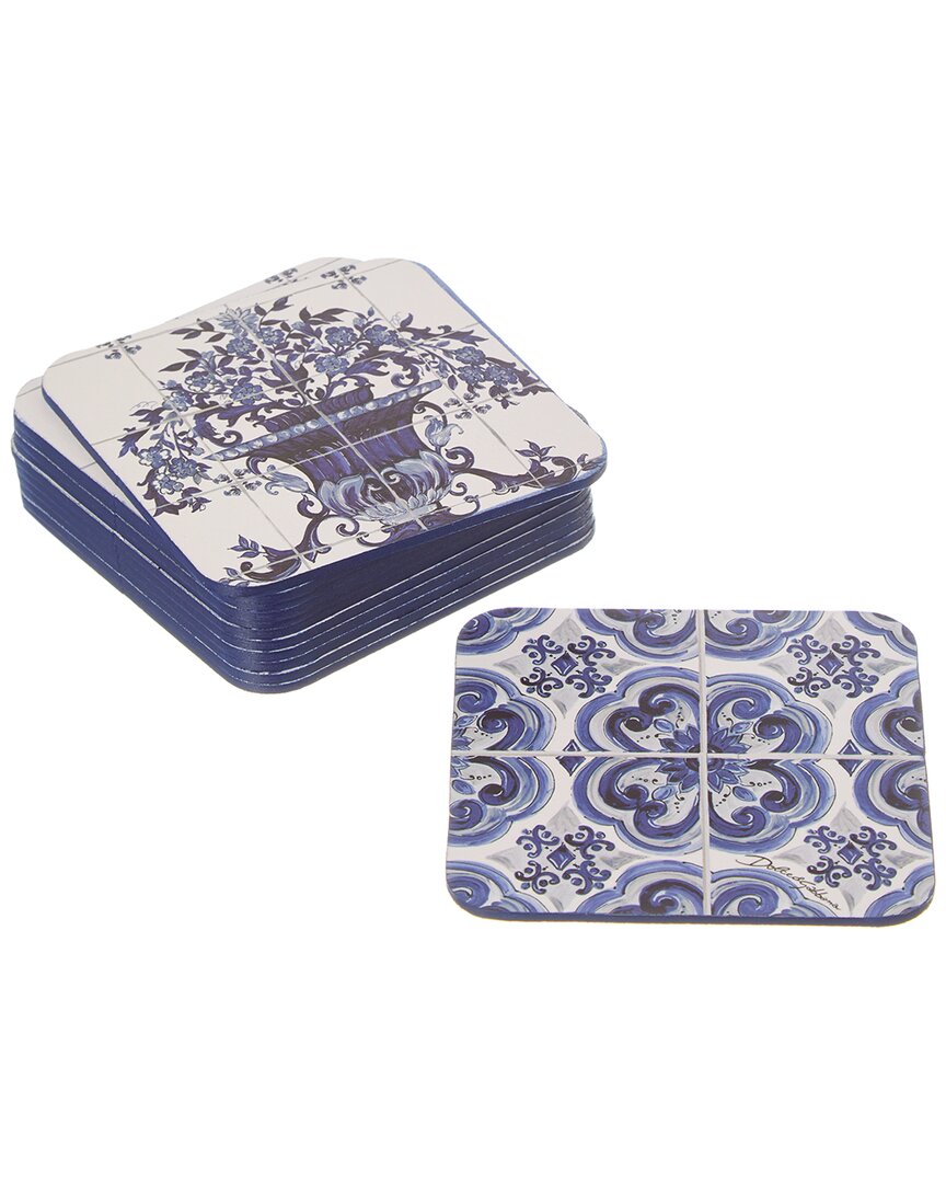 Shop Dolce & Gabbana Set Of 12 Blu Mediterraneo Coasters