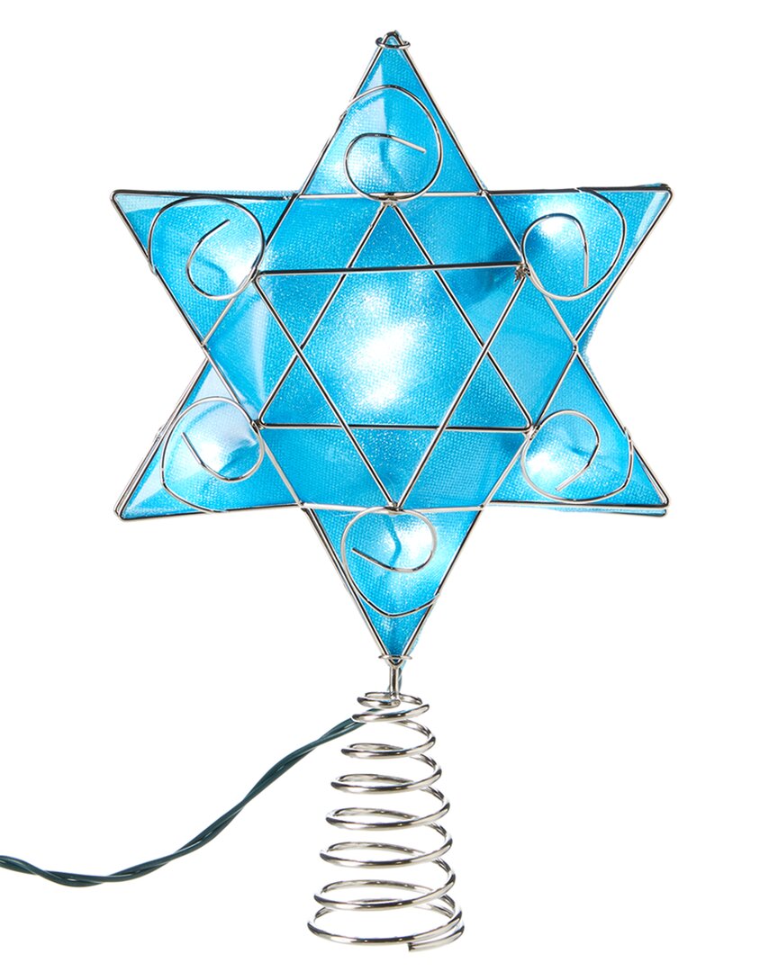 Kurt Adler Ul 10-light Led Silver & Blue Shimmer Star Treetop In Blue