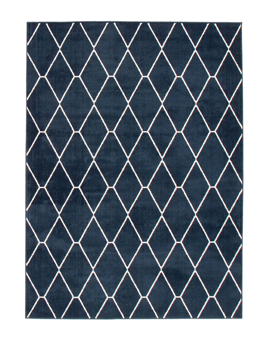 Ecarpet Macy Diamante Contemporary Geometric Rug In Navy