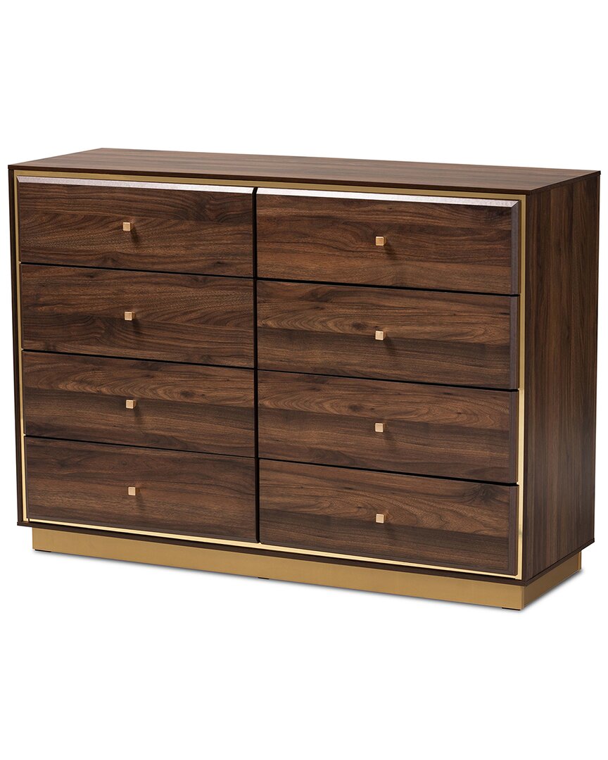 Baxton Studio Cormac And Gold Metal 8-drawer Dresser In Brown
