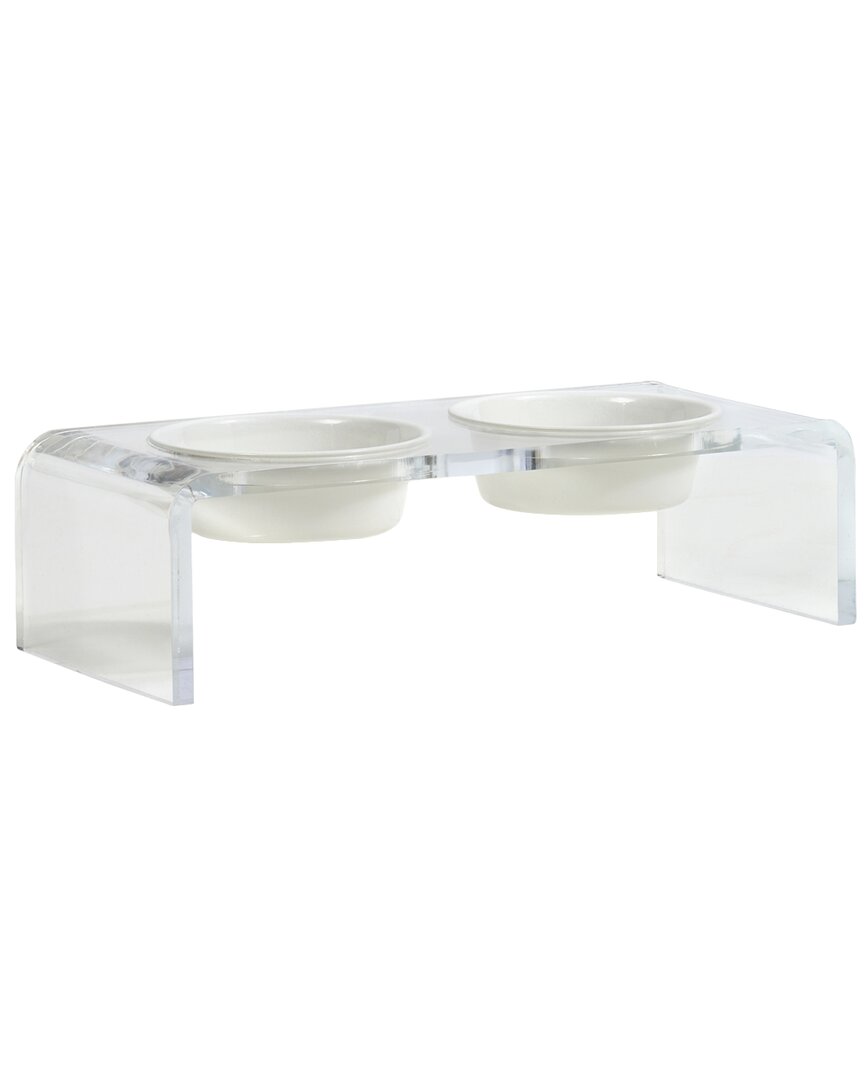 Shop Hiddin Small Clear Double Bowl Pet Feeder With White Bowls