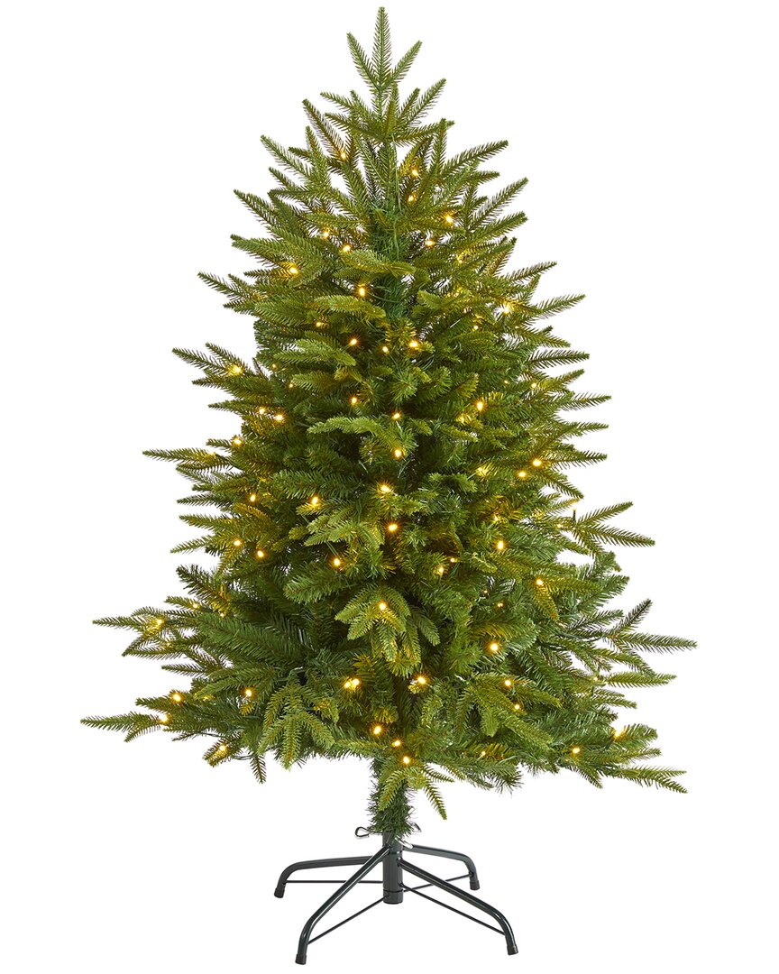 Nearly Natural 4ft. Colorado Mountain Fir Natural Look Artificial Christmas Tree With 150 Clear Led In Green