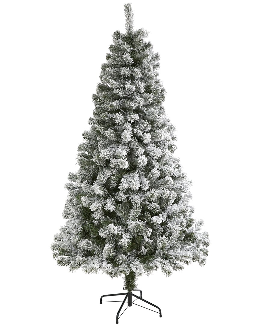 Nearly Natural 6ft. Flocked West Virginia Fir Artificial Christmas Tree In Green