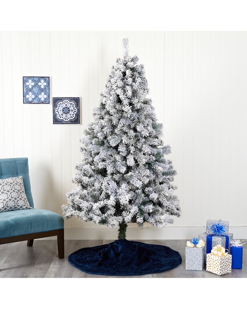 Nearly Natural 7ft. Flocked West Virginia Fir Artificial Christmas Tree In Green