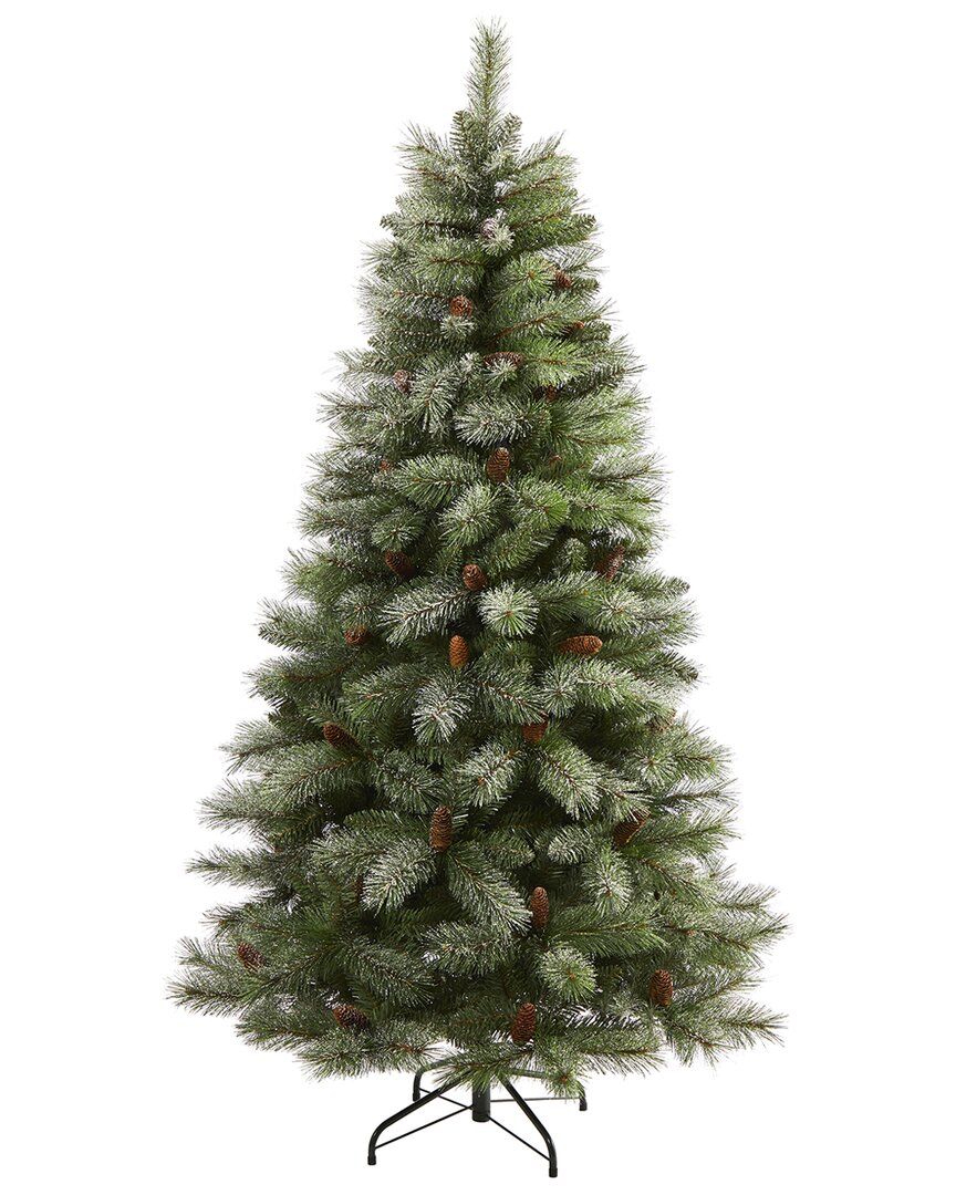Nearly Natural 6ft. Snowed French Alps Mountain Pine Artificial Christmas Tree With 583 Bendable Branches And Pine In Green