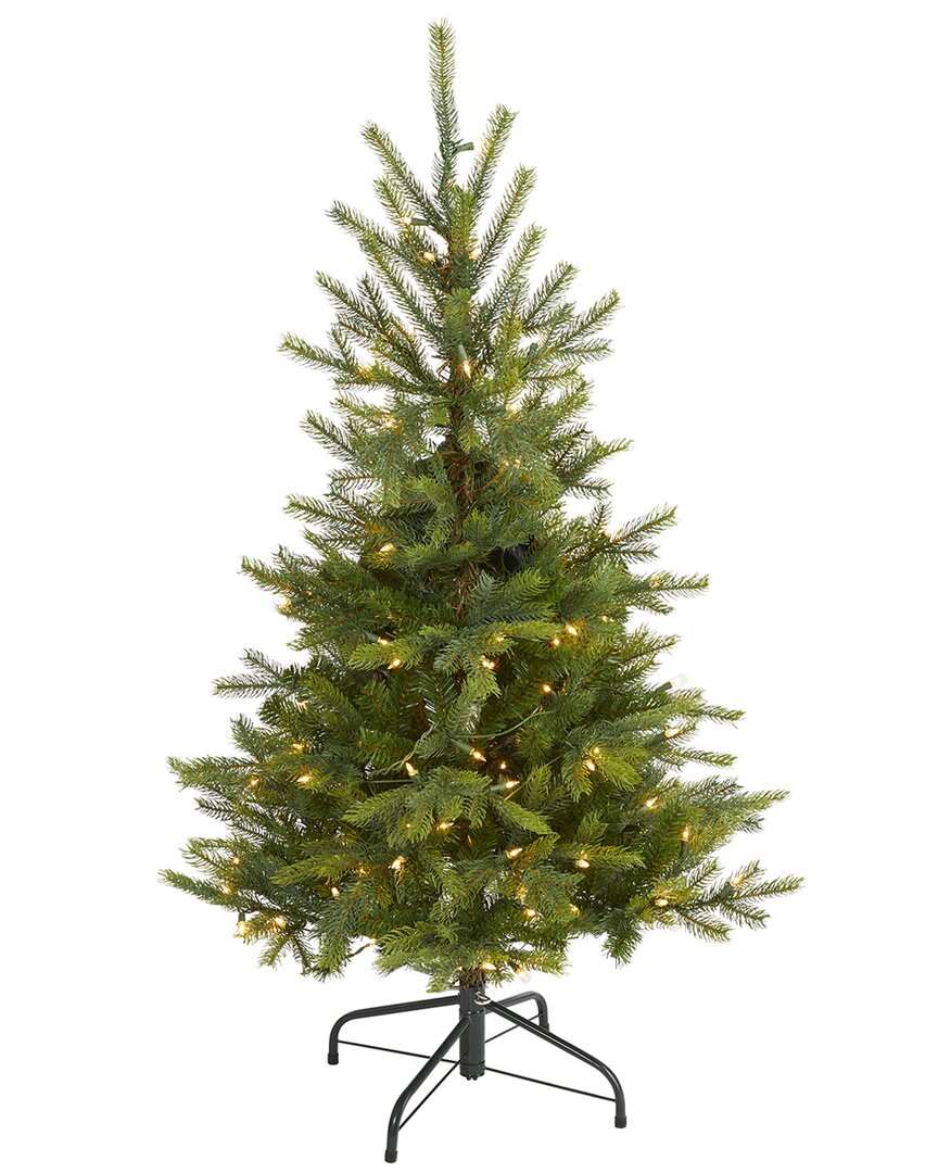 Nearly Natural 4ft. North Carolina Spruce Artificial Christmas Tree With 100 Clear Lights And 207 Be In Green