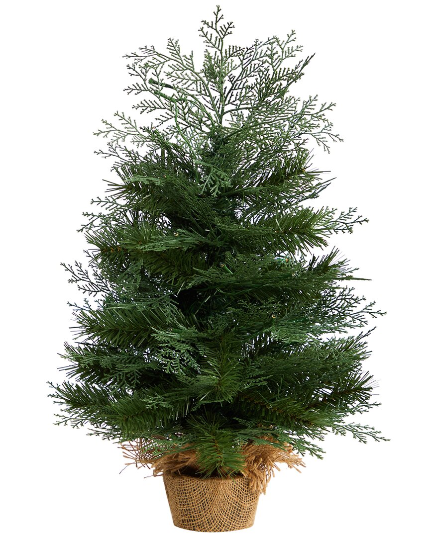 NEARLY NATURAL NEARLY NATURAL 2FT. ARTIFICIAL CHRISTMAS TREE IN BURLAP BASE WITH 35 WARM WHITE LED LIGHTS 