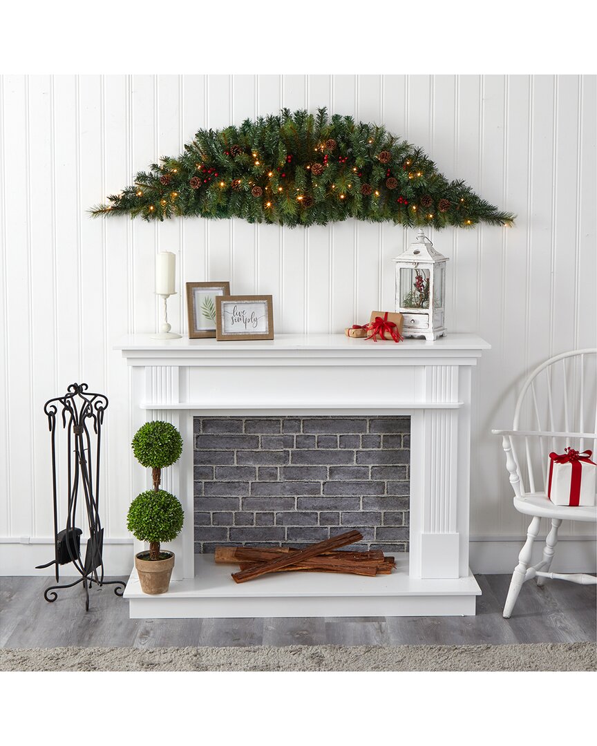 Nearly Natural 6ft. Artificial Christmas Swag With 50 Led Lights In Green