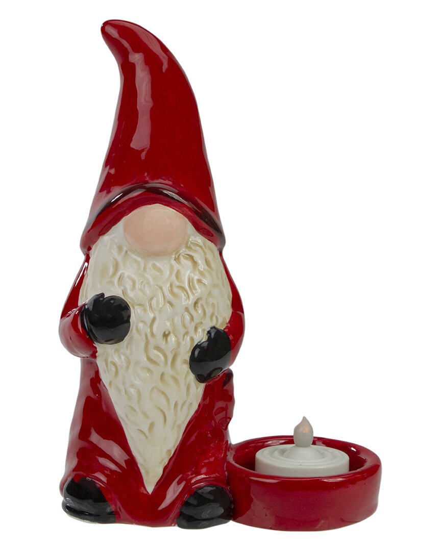 Shop Northern Lights Northlight 7in Red And Black Gnome Tea Light Christmas Candle Holder