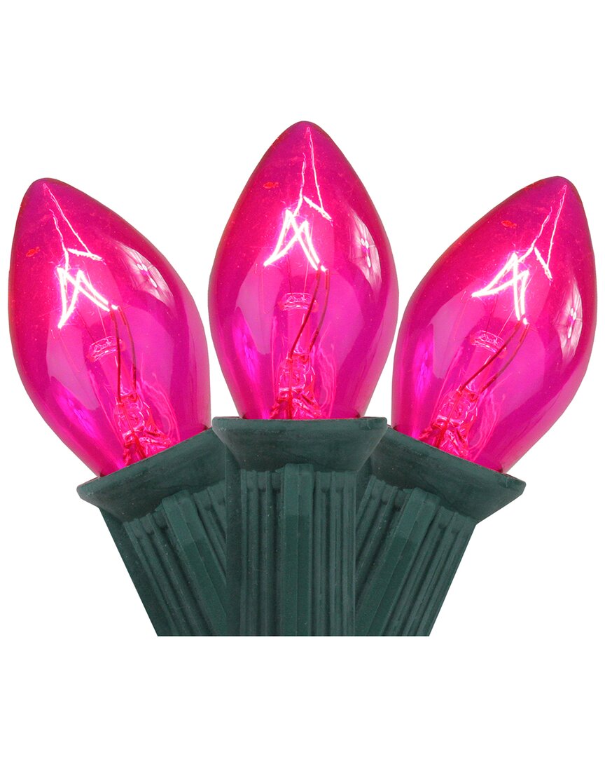 Northern Lights Northlight 25-count Pink C7 Christmas Light Set 24ft Green Wire In Pink