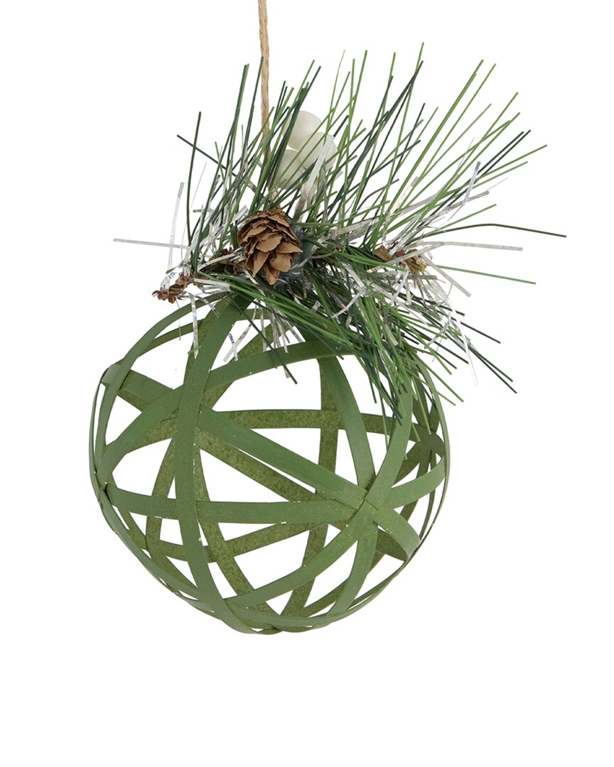 Shop Northern Lights Northlight 5in Green Rattan Style Christmas Ball Ornament With Pine Cone